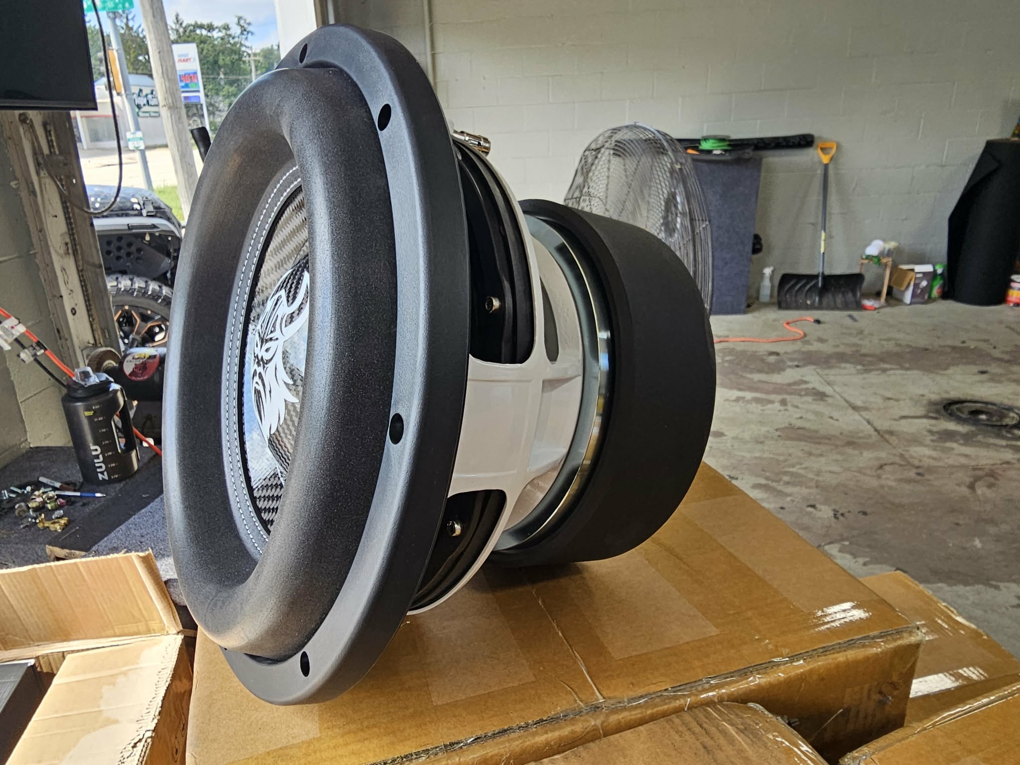 Viking head subwoofer, real product photo